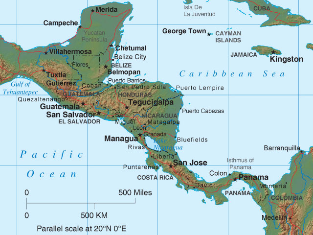 central america map